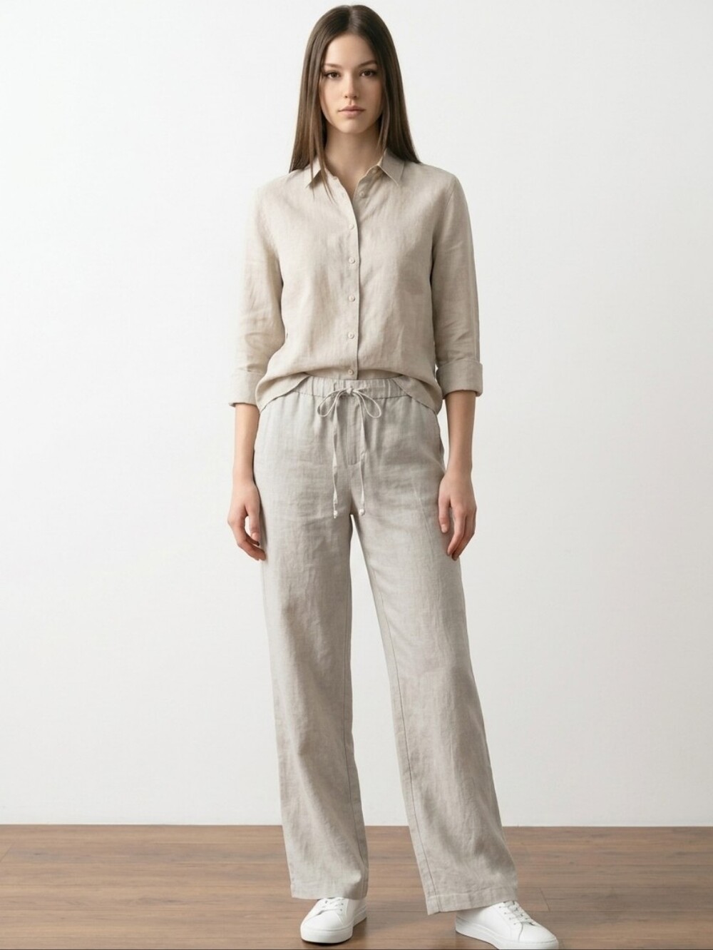 Liz Claiborne Wide Leg Linen Pants in Light Beige with tags